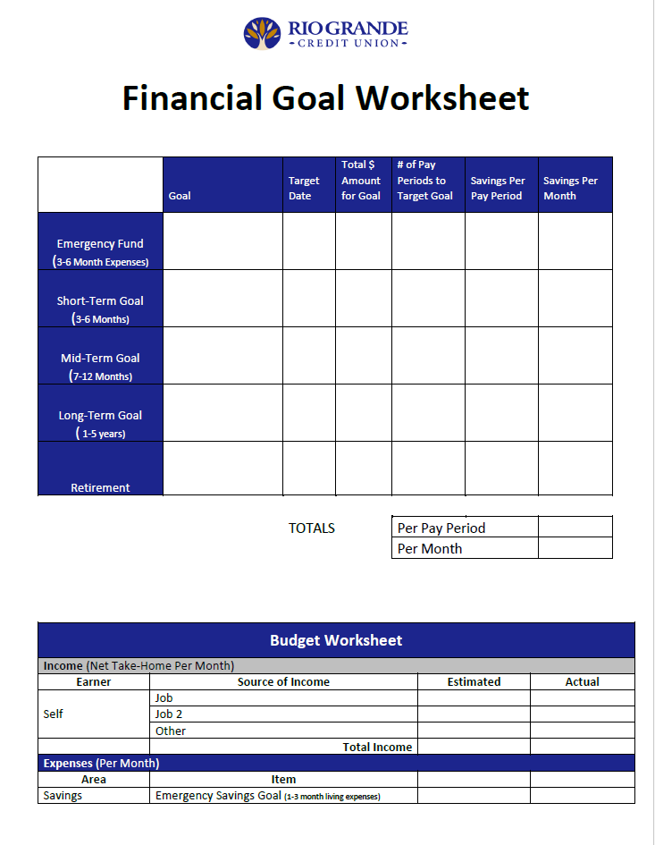 Financial Goals Workbook
